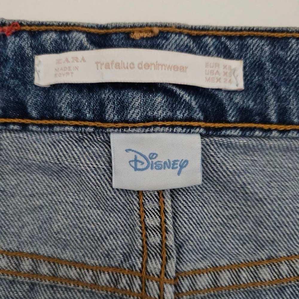 Zara Disney Minnie Mouse denim mini skirt buttons glove hands xs extra small - Picture 8 of 13